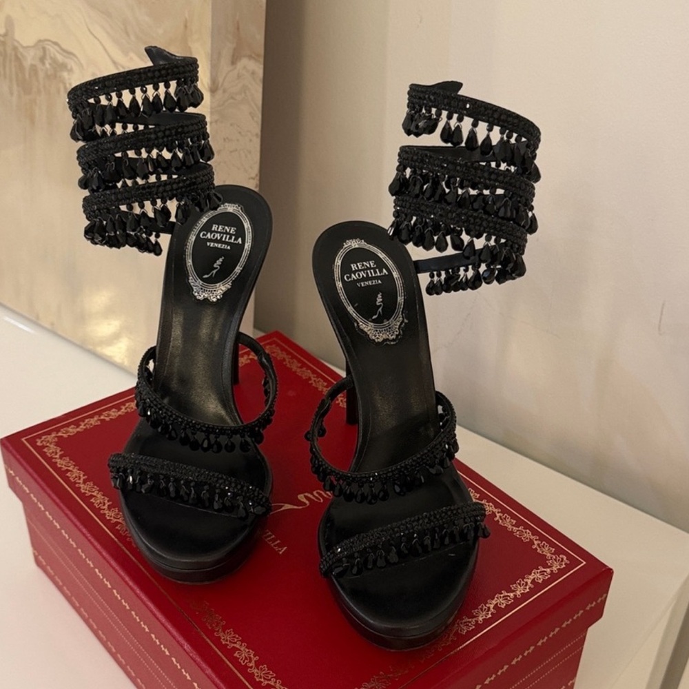 Limited edition Rene Caovilla Black Strappy Heels - Picture 4 of 8